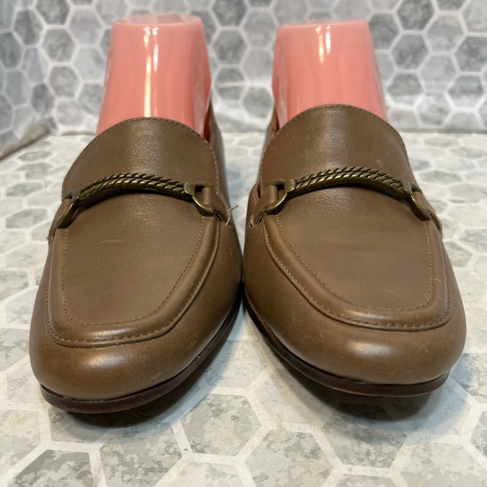Patricia Nash Fia Leather Flat Loafers in Taupe with Buckle - Size 8 - Picture 3 of 10